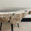 Couchtisch aus versteinertem Holz