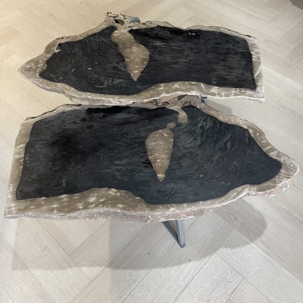 Couchtisch aus versteinertem Holz