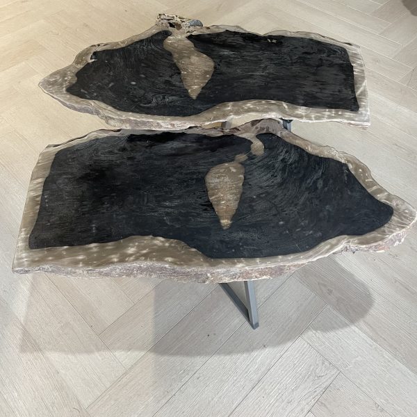Couchtisch aus versteinertem Holz