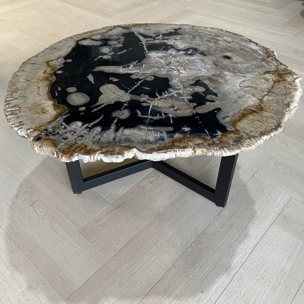 Couchtisch aus versteinertem Holz